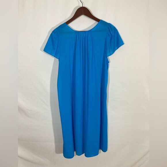 Shadow Line Night Gown Women's Medium Blue Short Sleeve Sleepwear - Picture 3 of 11